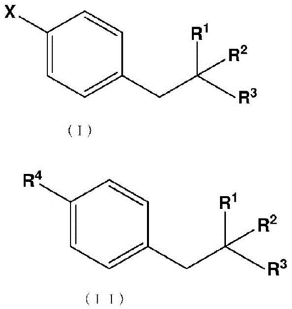 General reaction scheme converting halo-substituted compound (I) to boronic acid derivative (II)