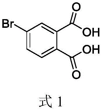 Chemical structure of 4-bromophthalic acid showing the benzene ring with carboxylic acid groups and a bromine substituent