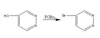 Reaction scheme showing the bromination of 4-hydroxypyridazine to 4-bromopyridazine using POBr3