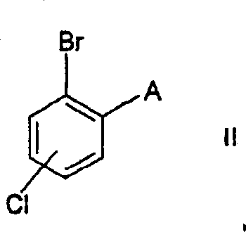 General reaction scheme showing the conversion of aryl bromide Formula II to o-alkylated benzoic acid Formula I using organolithium and CO2