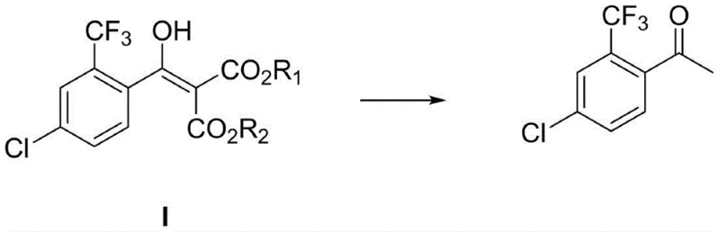 Hydrolysis and decarboxylation mechanism converting the malonate intermediate to the final ketone product