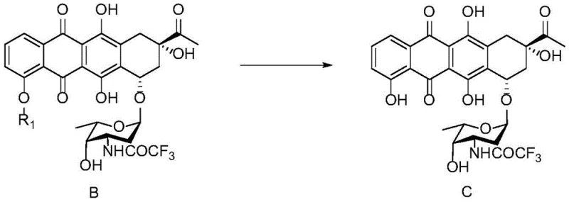 Core demethylation reaction converting Compound B to Compound C using MgCl2, KI, and TBAI