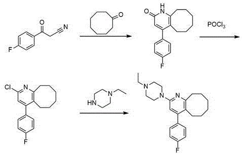 Synthetic route of Blonanserin showing the critical role of 4-fluorobenzoylacetonitrile