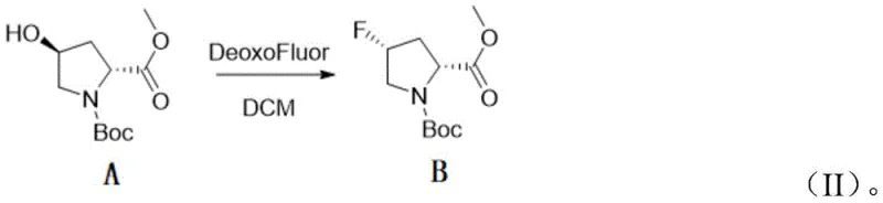 DeoxoFluor fluorination step showing stereoinversion from 4S to 4R