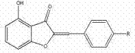 General chemical structure of 4-hydroxy aurone compounds showing the core benzofuranone scaffold with variable R substituent