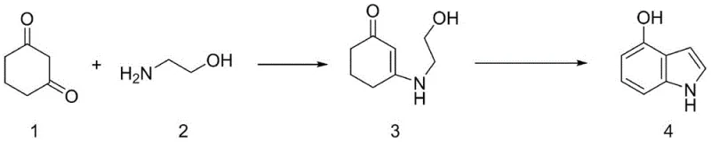 Novel synthetic route of 4-hydroxyindole via enamine intermediate and metal catalysis