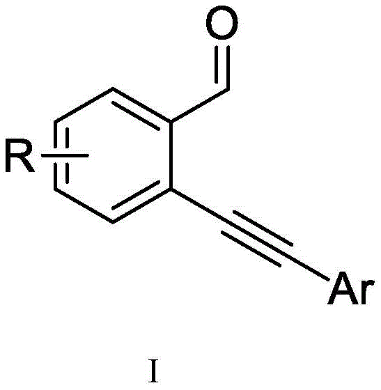 General structure of o-alkynyl aromatic aldehyde compounds (Formula I) used as starting materials