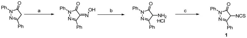 Three-step synthesis route for Compound 1 showing oximation, reduction, and thiocarbonylation