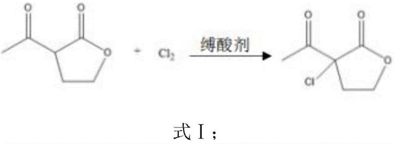 Chlorination of alpha-acetyl-gamma-butyrolactone to form alpha-acetyl-alpha-chloro-gamma-butyrolactone