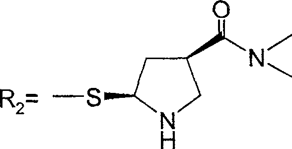 Chemical structures of Meropenem, Biapenem, and Doripenem derivatives showing the core 4-methyl-7-oxo-1-azabicyclo scaffold