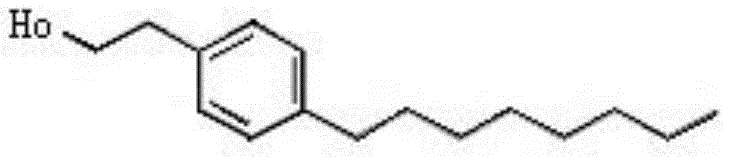 Molecular structure of 4-octyl phenethyl alcohol showing the octyl chain and phenethyl alcohol moiety