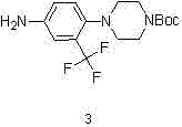 Chemical structure of the amino-intermediate 4-(4-amino-2-trifluoromethyl)-piperazine-1-carboxylic acid tert-butyl ester
