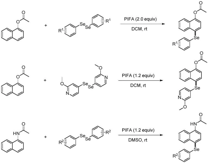 General reaction scheme for PIFA-mediated synthesis of 4-seleno-naphthyl derivatives