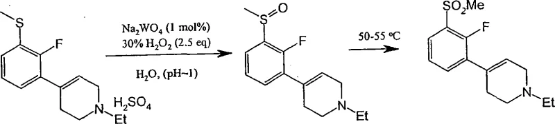 Specific catalytic oxidation of tetrahydropyridine sulfide using sodium tungstate