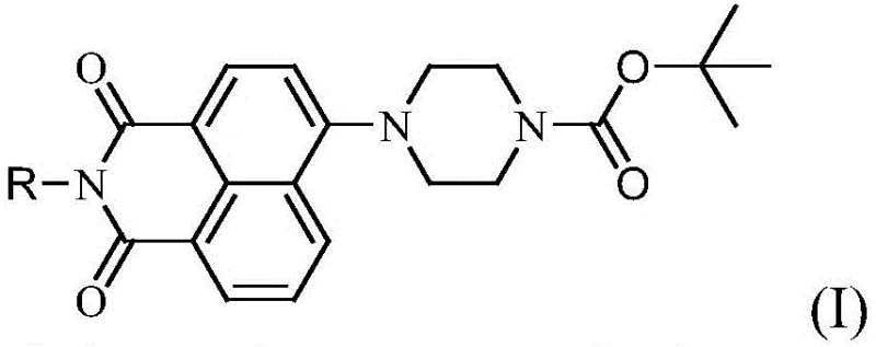 General chemical structure of 4-tert-butyloxycarbonylpiperazine-1,8-naphthalimide derivative