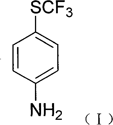 Chemical structure of 4-trifluoromethylsulfanyl aniline (I), the target veterinary drug intermediate