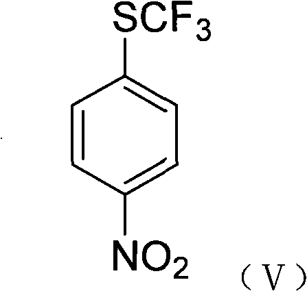 Structure of 4-trifluoromethylthio nitrobenzene (V), the immediate precursor to the final aniline
