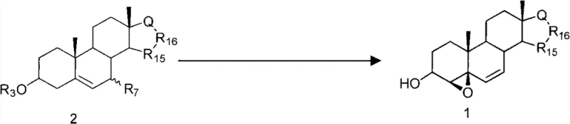 General synthesis scheme showing the conversion of steroidal precursors to the target epoxy-sterene structure