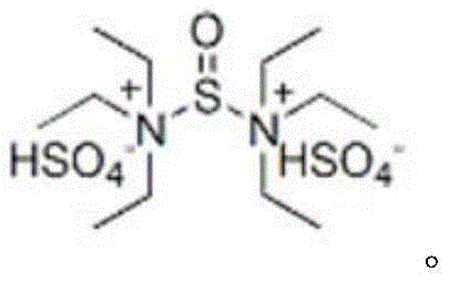 Chemical structure of the acidic ionic liquid catalyst [(Et3NH)2SO][HSO4]2 used in the synthesis