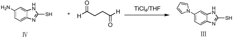 Conventional synthesis route using Titanium Tetrachloride showing low yield and hazardous reagents