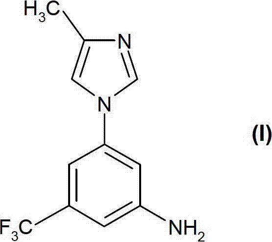 Chemical structure of 5-(4-methyl-1H-imidazol-1-yl)-3-(trifluoromethyl)-aniline (Compound I)