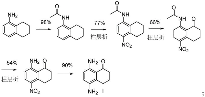 Conventional low-yield synthetic route involving nitration and oxidation steps