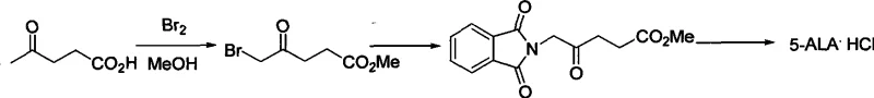 Prior art synthesis route showing problematic bromination of levulinic acid