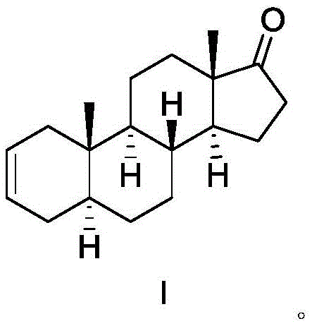 Chemical structure of 5 alpha-androst-2-ene-17 ketone (Formula I) showing the critical delta-2 double bond configuration