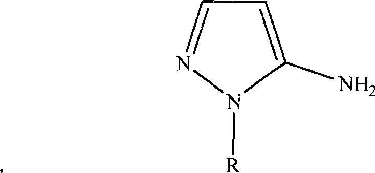 General chemical structure of 5-amino-1-hydroxyethylpyrazole derivatives showing variable R groups for analog synthesis