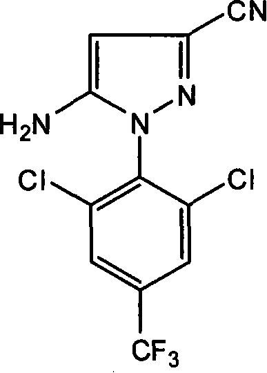 Molecular structure of 5-amino-1-(2,6-dichloro-4-trifluoromethylphenyl)-3-cyanopyrazole