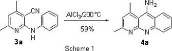 Scheme 1 showing the old AlCl3 catalyzed cyclization method at 200 degrees Celsius with 59 percent yield