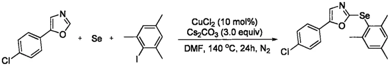Specific example of synthesizing 5-(4-chlorophenyl)-2-(2,4,6-trimethylphenylseleno)-1,3-oxazole