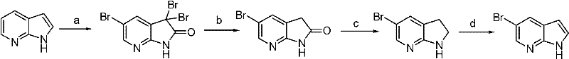 Conventional multi-step synthesis routes for 5-bromo-7-azaindole involving complex reagents