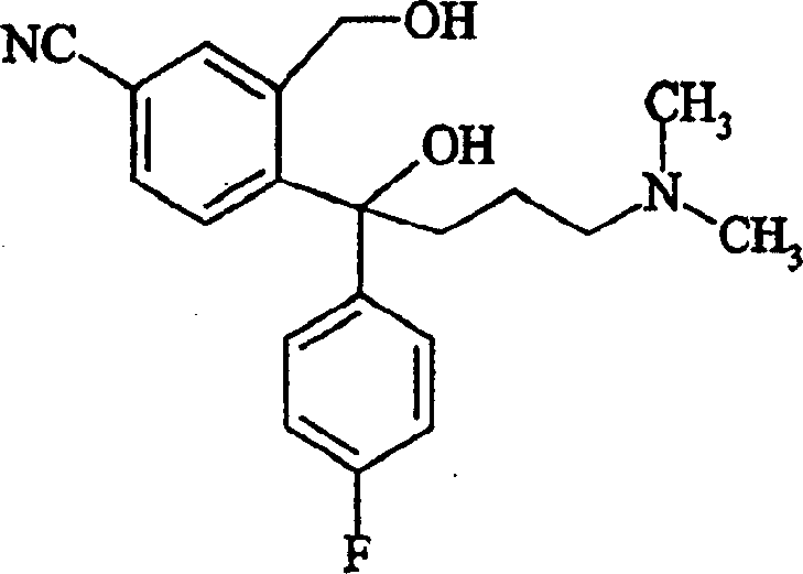 Chemical structure of Citalopram (Formula I) illustrating the final API target requiring the 5-cyano intermediate