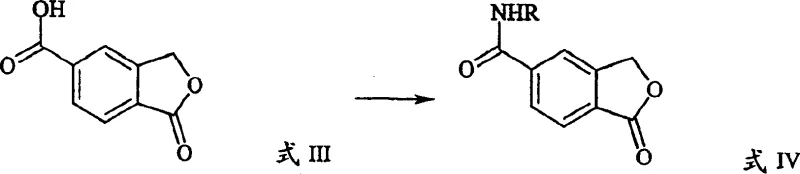 Reaction scheme showing the conversion of 5-carboxyphthalide to amide and finally to 5-cyano-2-benzo[c]furanone
