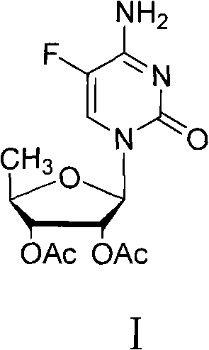Chemical structure of 5'-deoxy-2',3'-diacetyl-5-fluorocytidine (Compound I)