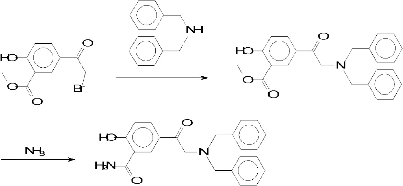 Conventional ester-based synthesis route showing low yield and impurity formation