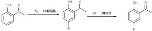 Conventional synthesis route via p-fluoroanisole acylation and demethylation