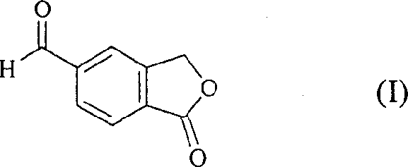 Chemical structure of 5-formyl-2-benzo[c]furanone (Formula I) showing the core phthalide scaffold with an aldehyde group
