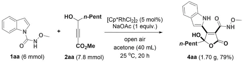 Gram-scale amplification reaction demonstrating scalability of the synthesis