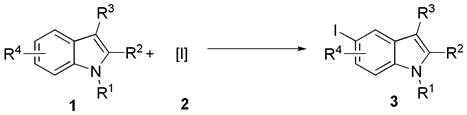 General reaction scheme for the synthesis of 5-iodoindole compounds using Lewis acid catalysis