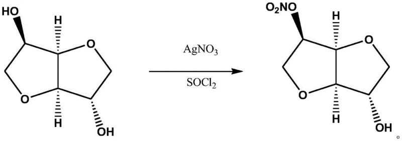 Novel selective nitration of sorbitan using AgNO3 and SOCl2 to form 5-ISMN
