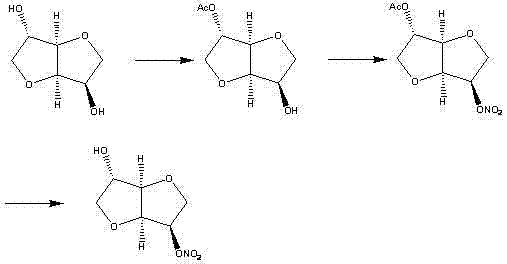 Reaction scheme showing indirect nitration route with protection and deprotection steps