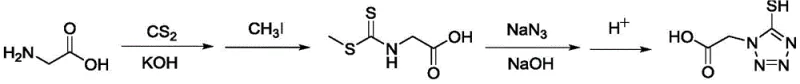 Conventional synthesis route of 5-mercapto tetrazole acetic acid using toxic methyl iodide