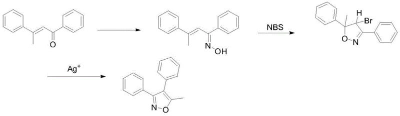 Conventional synthesis route utilizing silver catalyst showing high cost and complex raw material requirements