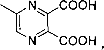 Chemical structure of 5-methyl-2,3-pyrazinedicarboxylic acid reactant