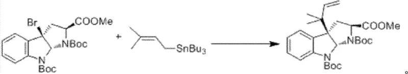 Step 1 reaction mechanism showing silver-mediated allylation of the indoline core