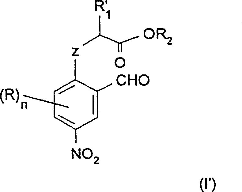 General formula I' showing the nitroaromatic intermediate structure with variable R groups