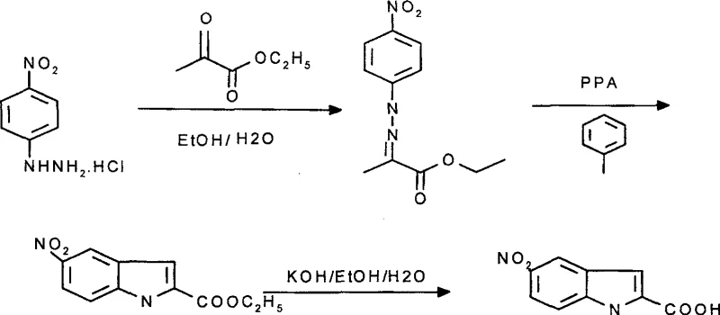 Reaction scheme showing condensation, PPA-catalyzed cyclization, and hydrolysis steps