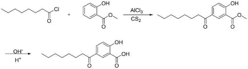Conventional synthesis route using AlCl3 and CS2 showing tar formation issues